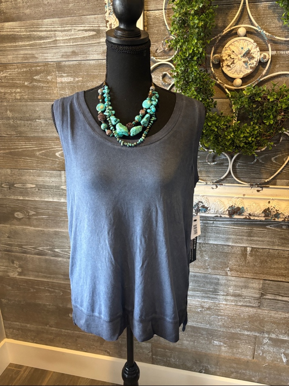 Tribal Jeans (Size S) NWT Sleeveless Blue Women's Tank Top - Classic Scoop Neck